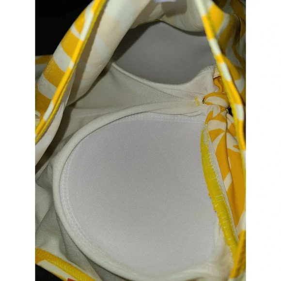 Freely Women's Medium Yellow Knotted High Neck Midkini Swim Top (AH) - Picture 6 of 6